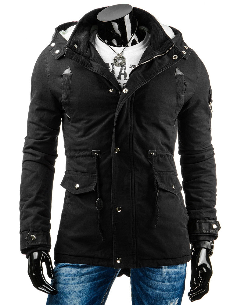 Pánská prošívaná zimní bunda s odnímatelnou kapucí černá - Černá / XXL - DSTREET černá XXL