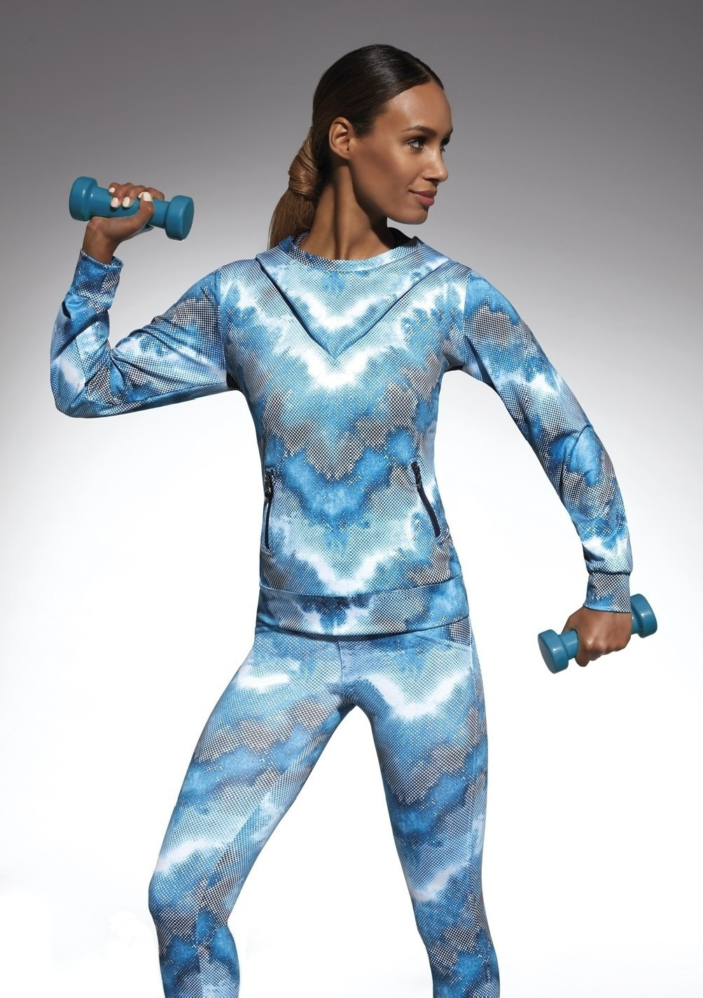 Sportovní dámská mikina Energy Blouse - Bas Bleu L Modrá