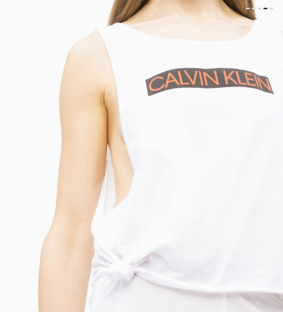Dámský Tank Top KW0KW00698 bílá - Calvin Klein bílá s potiskem M
