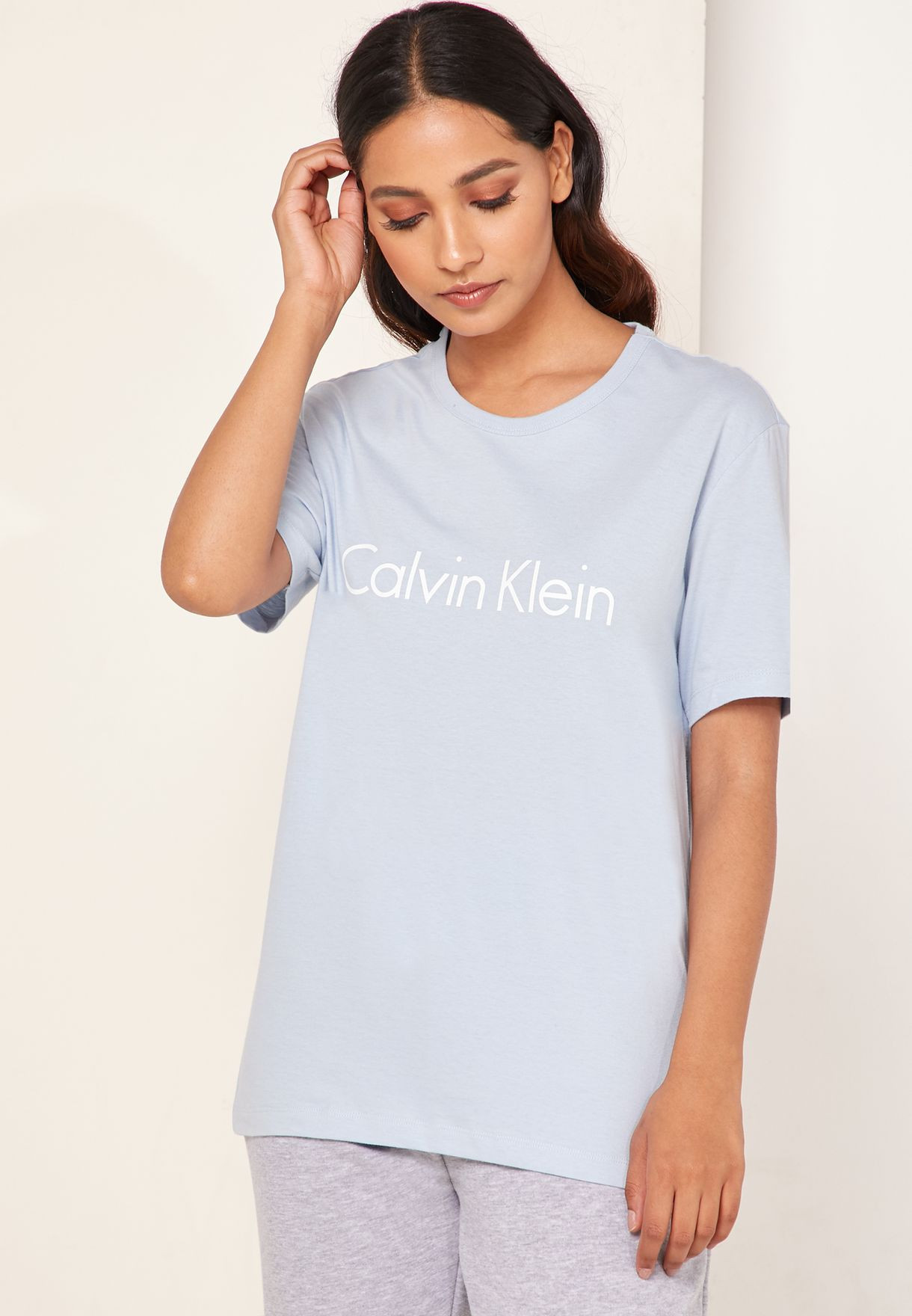Dámské tričko QS6105E-7JC modrá - Calvin Klein XS Modrá