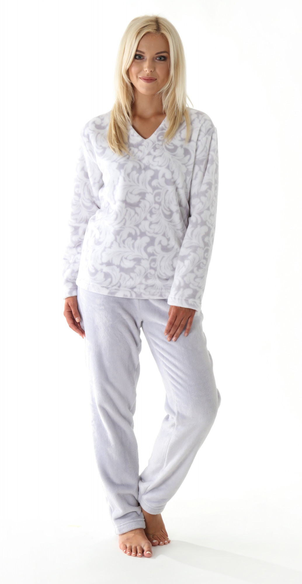 Dámské teplé pyžamo Flora 64569102 - Vestis lila-bílá S