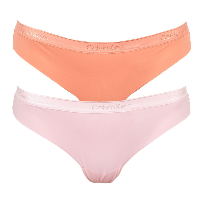 Tanga 2pcs QD3695E-CDJ oranžovorůžová - Calvin Klein XS oranžovo-růžová