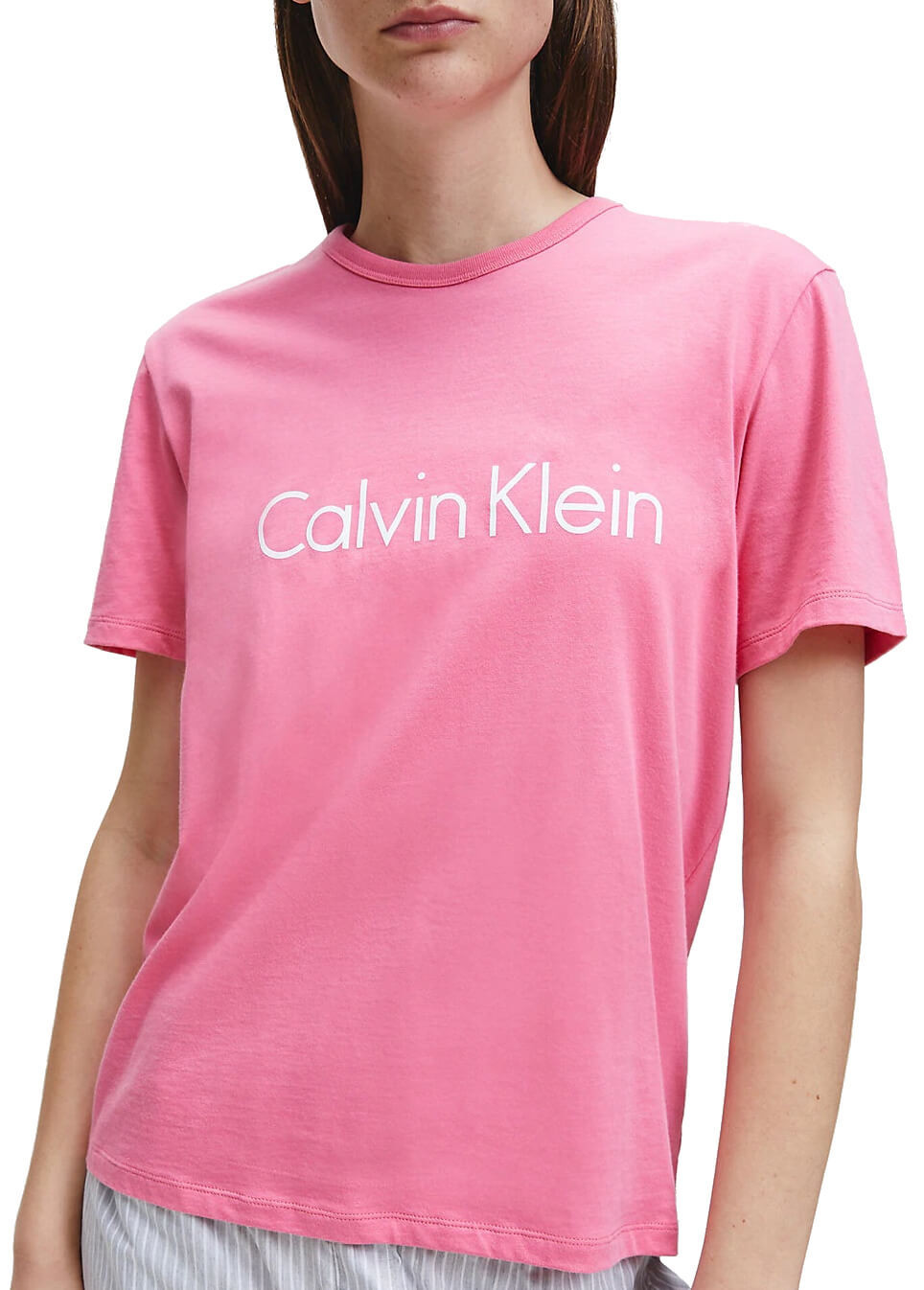 Dámské triko na spaní QS6105E-AD5 růžová - Calvin Klein L růžova