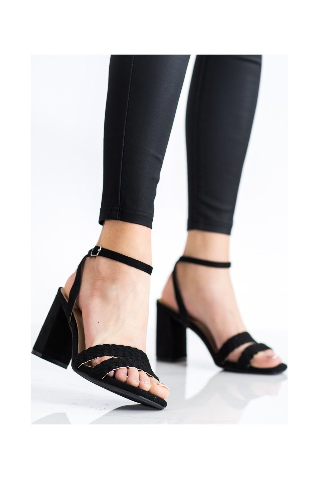 Dámské semišové sandálky na širokém podpatku K2012501NE - Kylie crazy černá 39