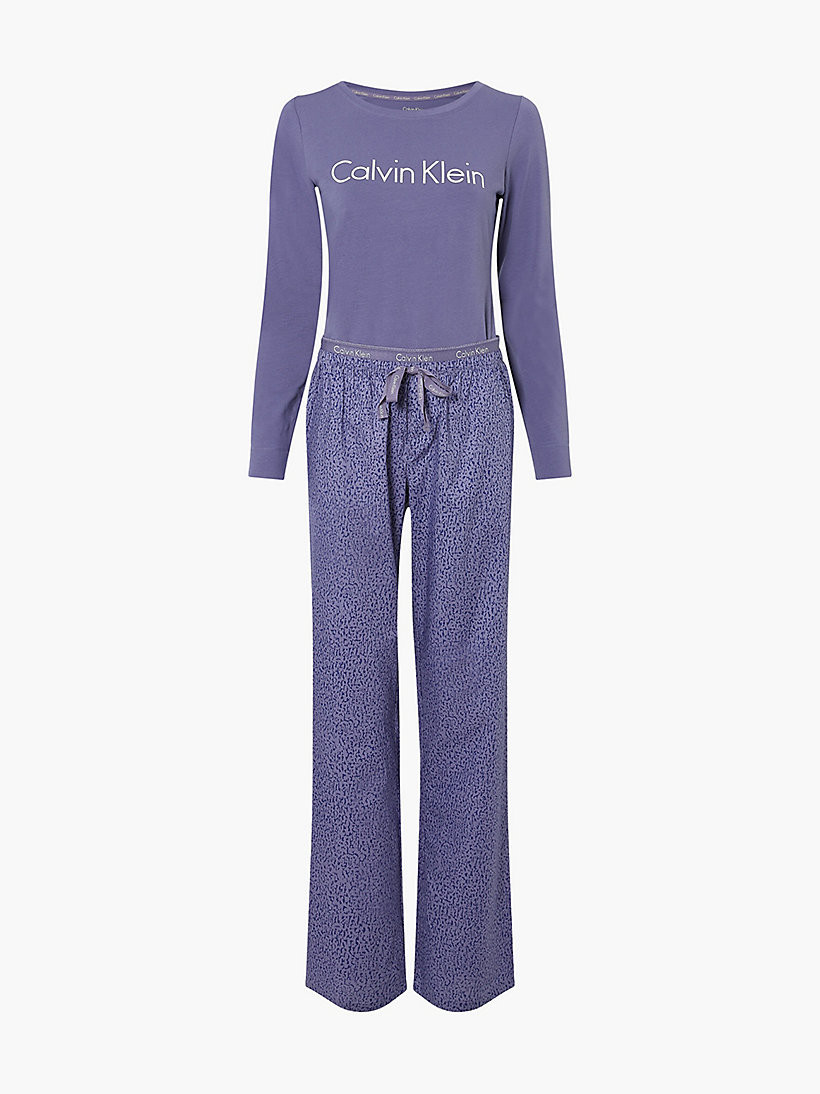 Dámské pyžamo set 000QS6350E - W6L - Borůvkové - Calvin Klein L borůvková