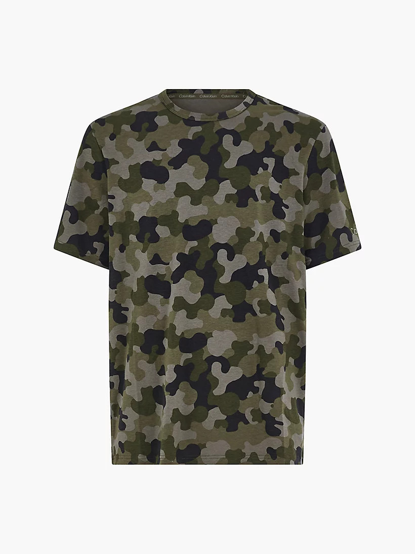 Pánské tričko Lounge - NM2192E - UY4 - Vojenský vzor - Calvin Klein XL zelená vzor