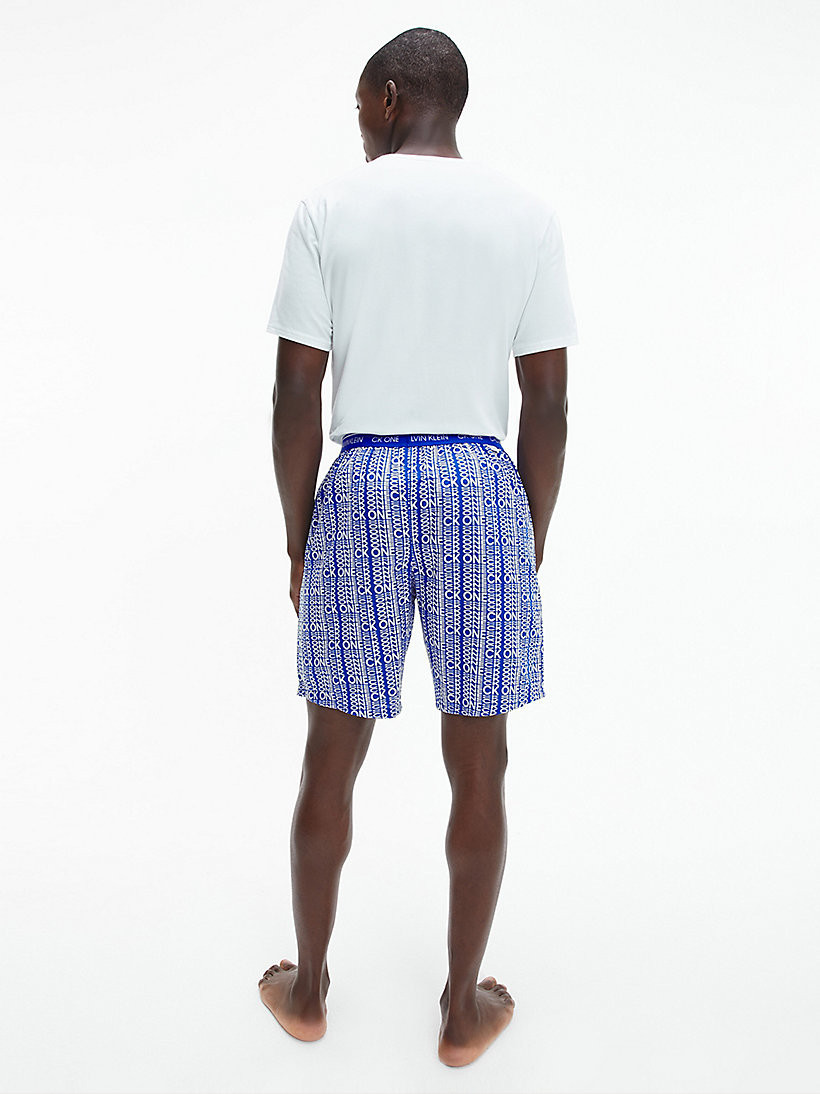 Pánské krátké pyžamo 000NM2128E - W17 - Modrá - Calvin Klein bílo-modrá XL