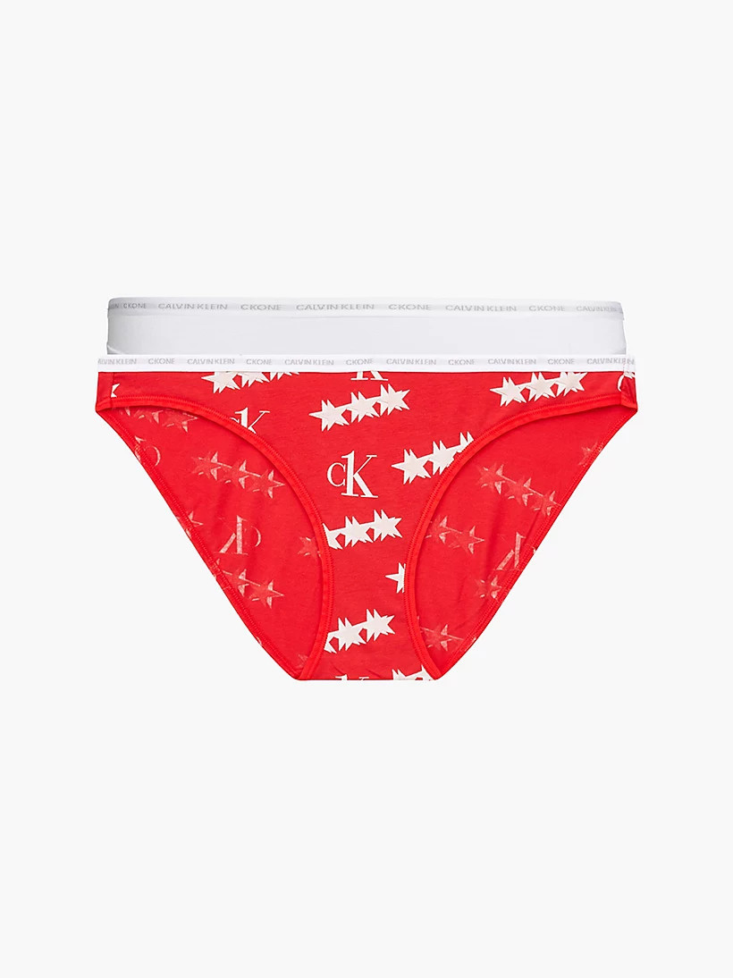 Dámské kalhotky 000QD3789E - W5H - Červená, bílá - Calvin Klein červená S