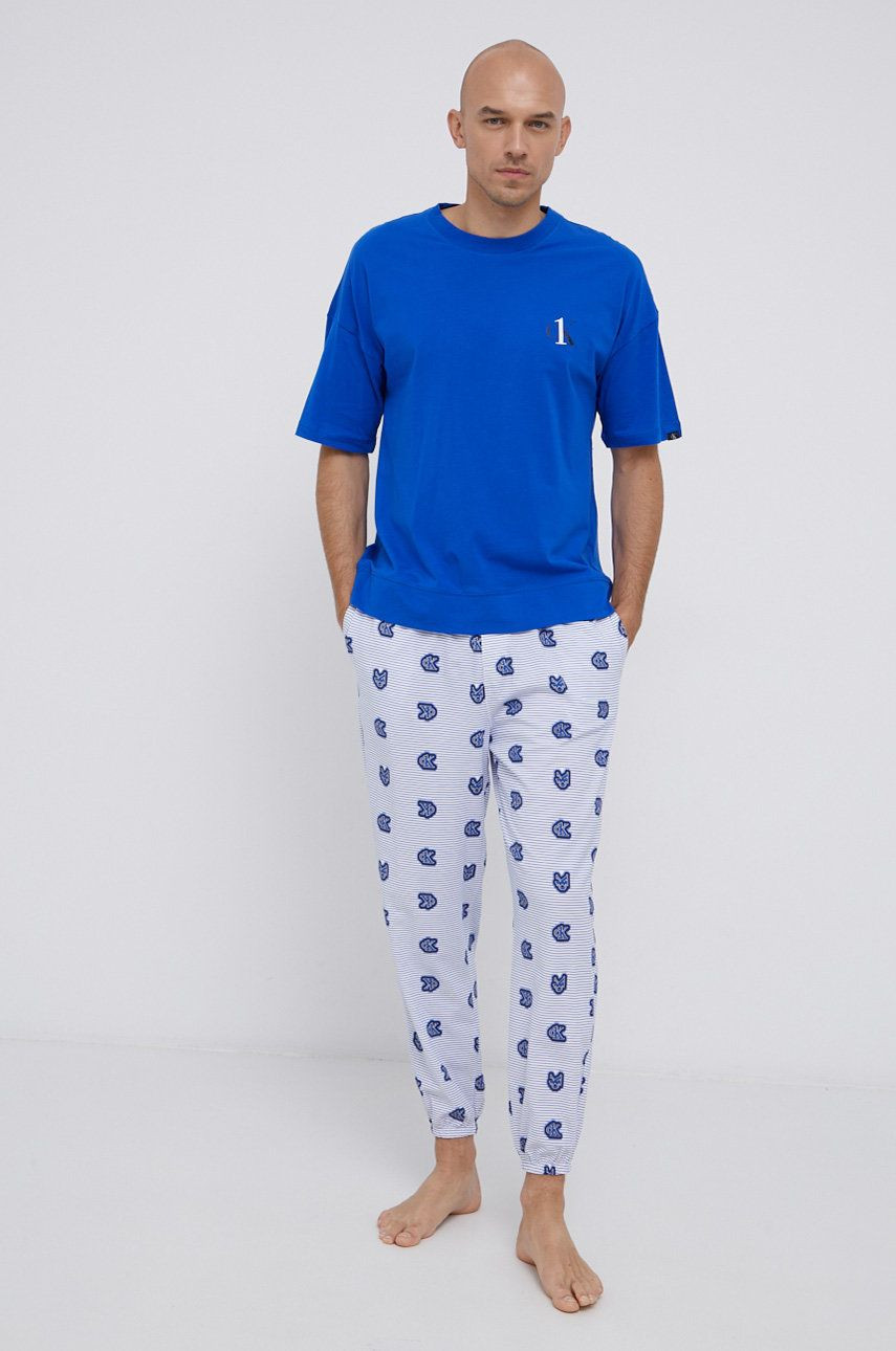 Pánské pyžamo NM1787E - WI2 - Mořská - Calvin Klein XL mořská - tmavě modrá