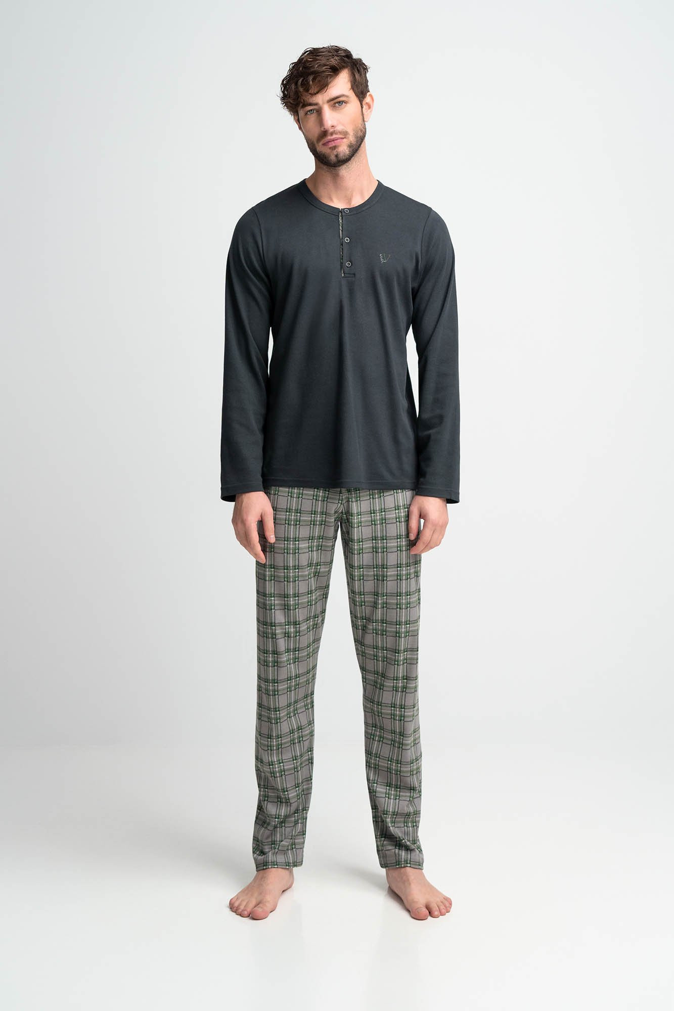Vamp - Pohodlné dvoudílné pánské pyžamo 15955 - Vamp XXL Zelená
