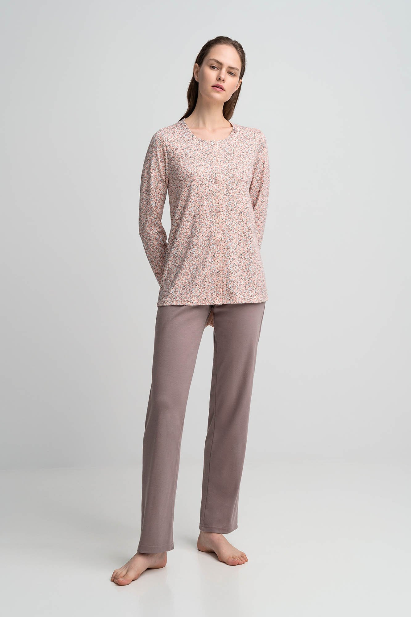 Vamp - Dvoudílné dámské pyžamo 15942 - Vamp XL béžová/mocca
