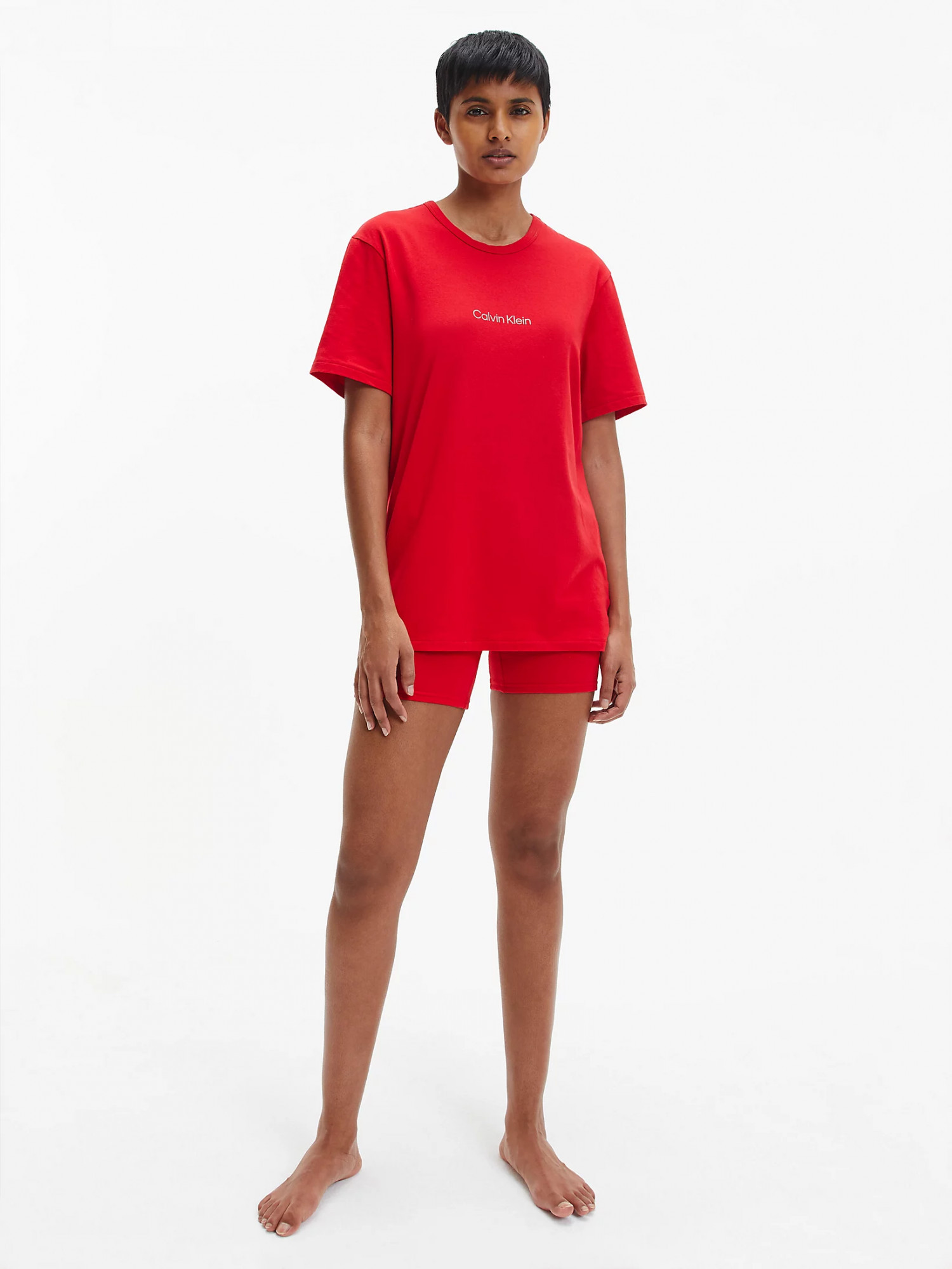 Dámské pyžamo - QS6764E - XMK - Rudá - Calvin Klein M Červená