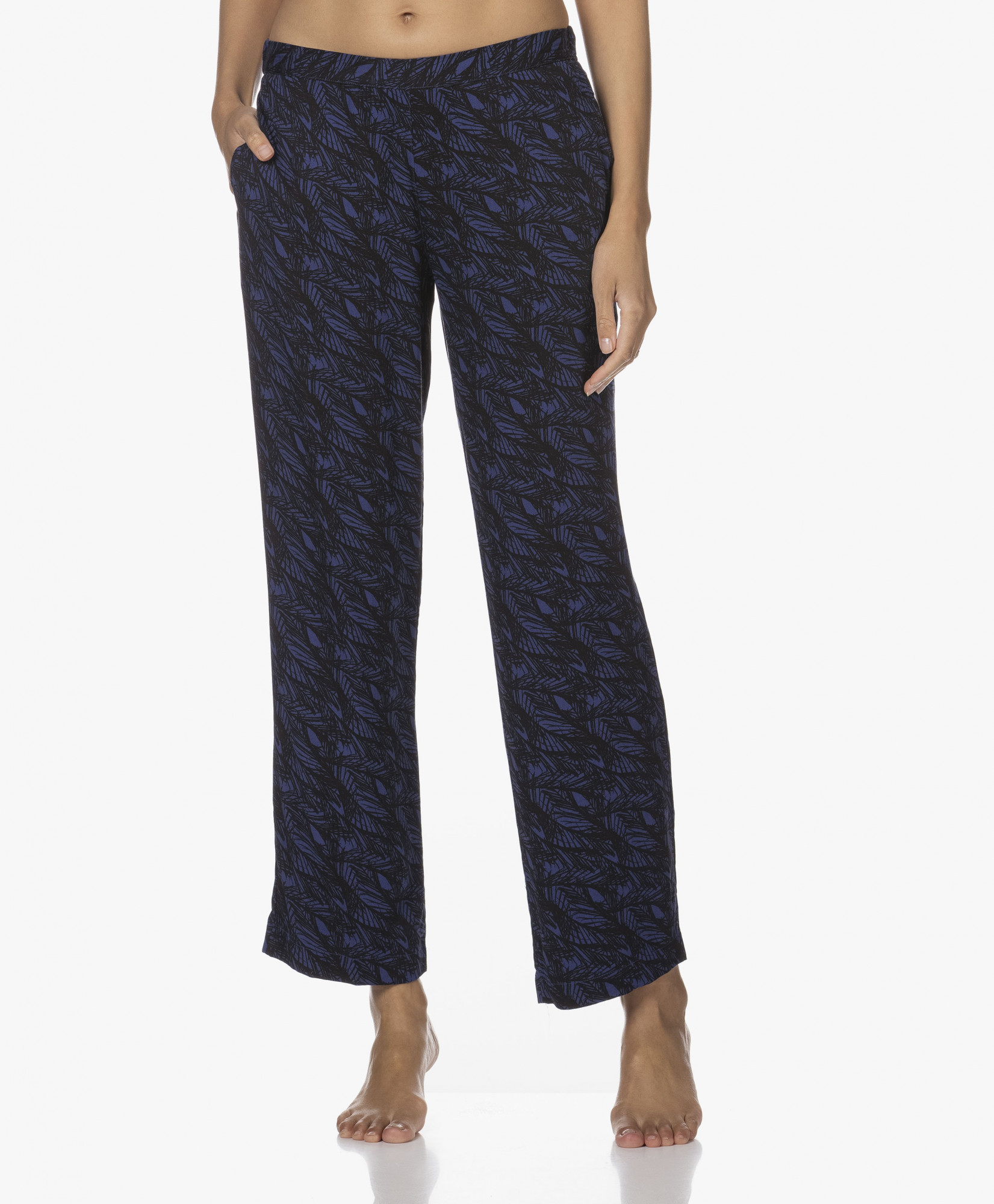 Dámské pyžamové kalhoty QS6028E VFR - modročerná - Calvin Klein M modro - černá