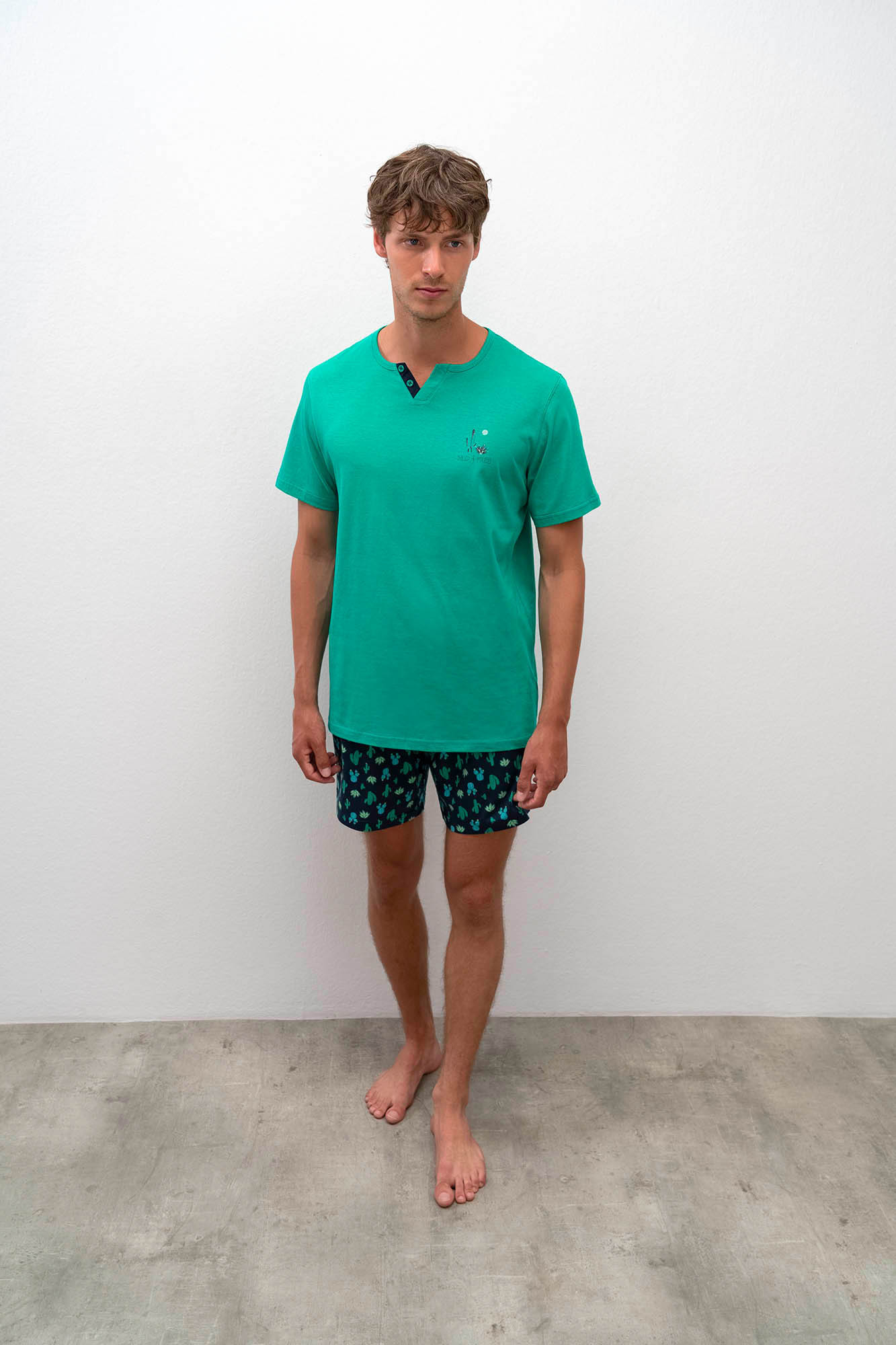 Pánské krátké pyžamo 16660 - Vamp M zeleno-modrá