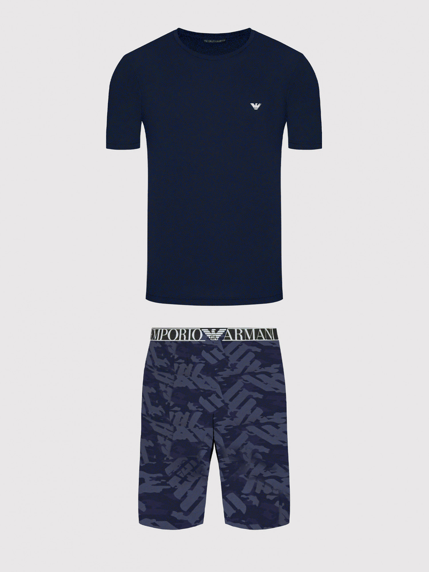 Pánské pyžamo krátké - 111573 2R509 96035 - tm.modrá - Emporio Armani M tm.Modrá