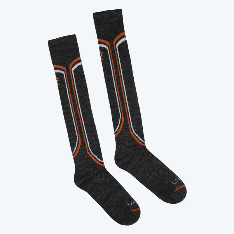 Ponožky 1690 Ski Light - Lorpen Merino 39-42 tm.šedá-oranžová