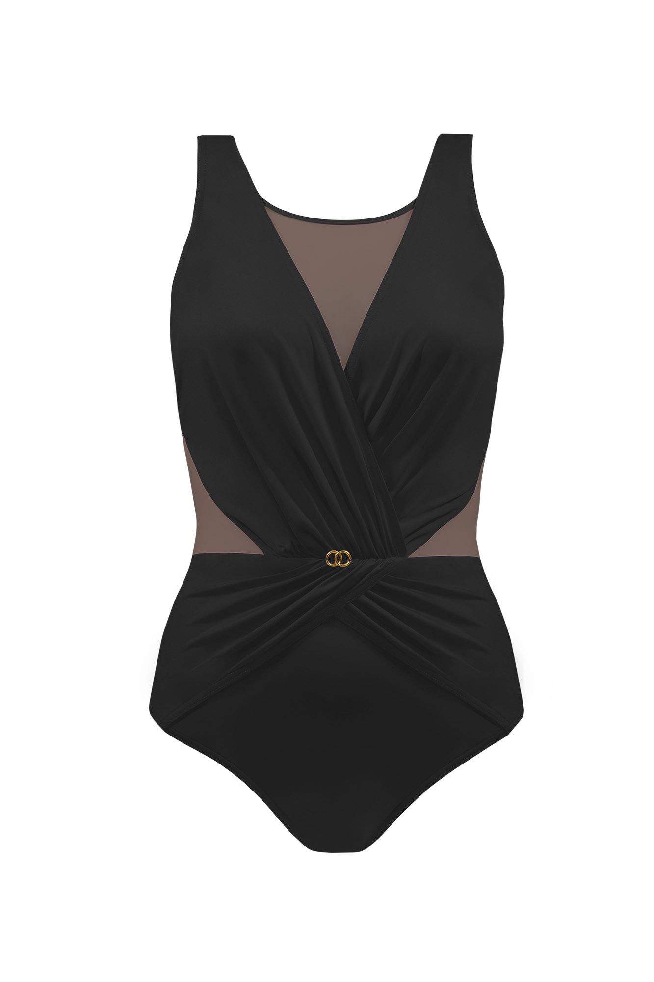 Jednodílné plavky Fashion 7 S1006V - Self 4XL černá