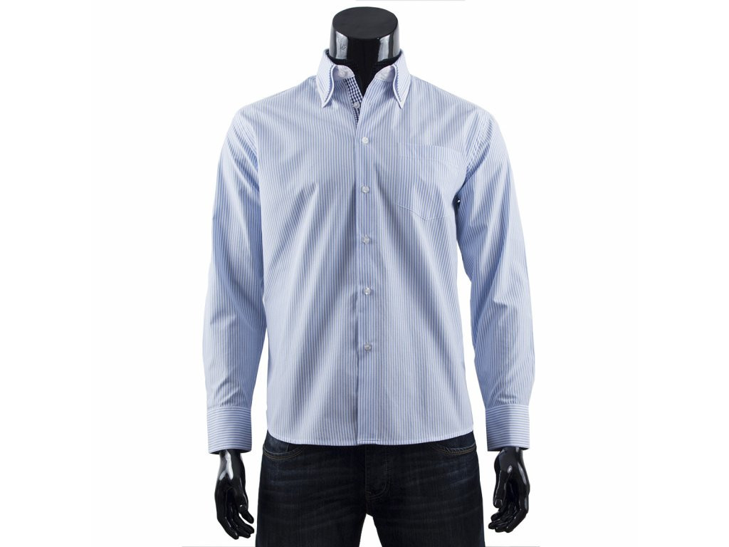 Pánská košile s proužkem s dl.rukávem - TS181-K2 - Gemini XL světle modrá s bílou