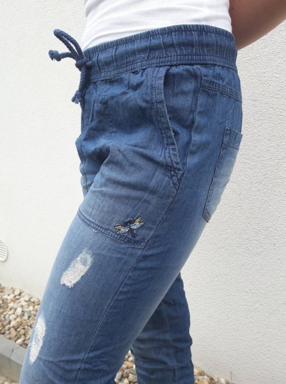 Dámské ležérní trhané kalhoty 19300 - Gemini M džínově modrá
