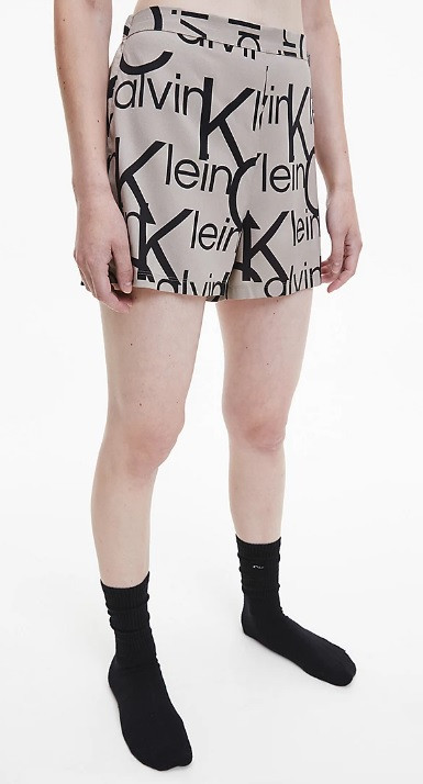 Dámské pyžamové kraťasy QS6851E 5VM béžová/černá - Calvin Klein béžová s černou M