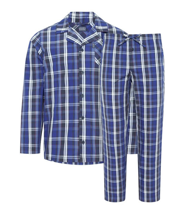 Pánské pyžamo 50091 56C karo - Jockey káro - modrá XL