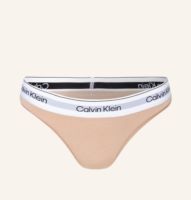 Dámské tanga QF7050E 7NS béžová - Calvin Klein béžová L