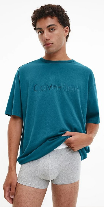 Pánské tričko NM2355E CGQ petrolej - Calvin Klein petrolejová XL