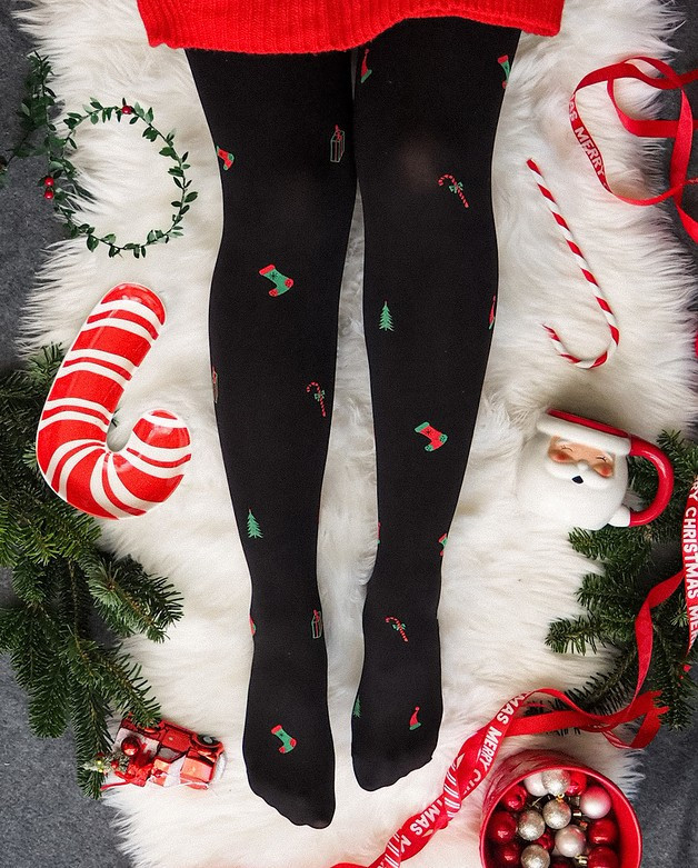 Dámské punčochové kalhoty 515 Christmas - Gabriella černá vzor 2-S