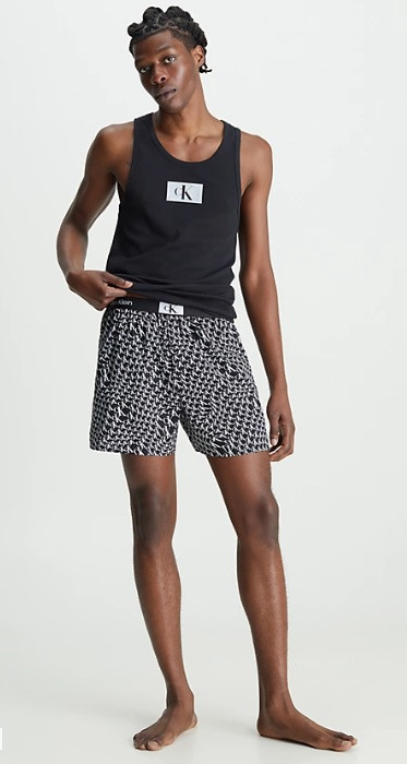Pánské pyžamo NM2391E DRP černá/bílá - Calvin Klein černá/bílá XL