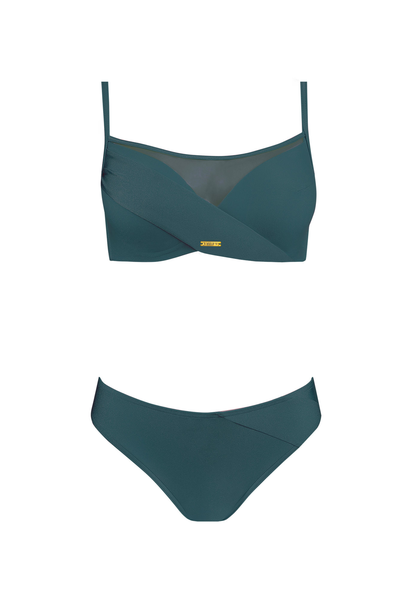 Dámské dvoudílné plavky Fashion10 S1002N-7 tm. zelené - Self 42C