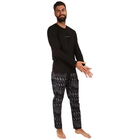 Pánské pyžamo NM2184E C76 černé s potiskem - Calvin Klein XL