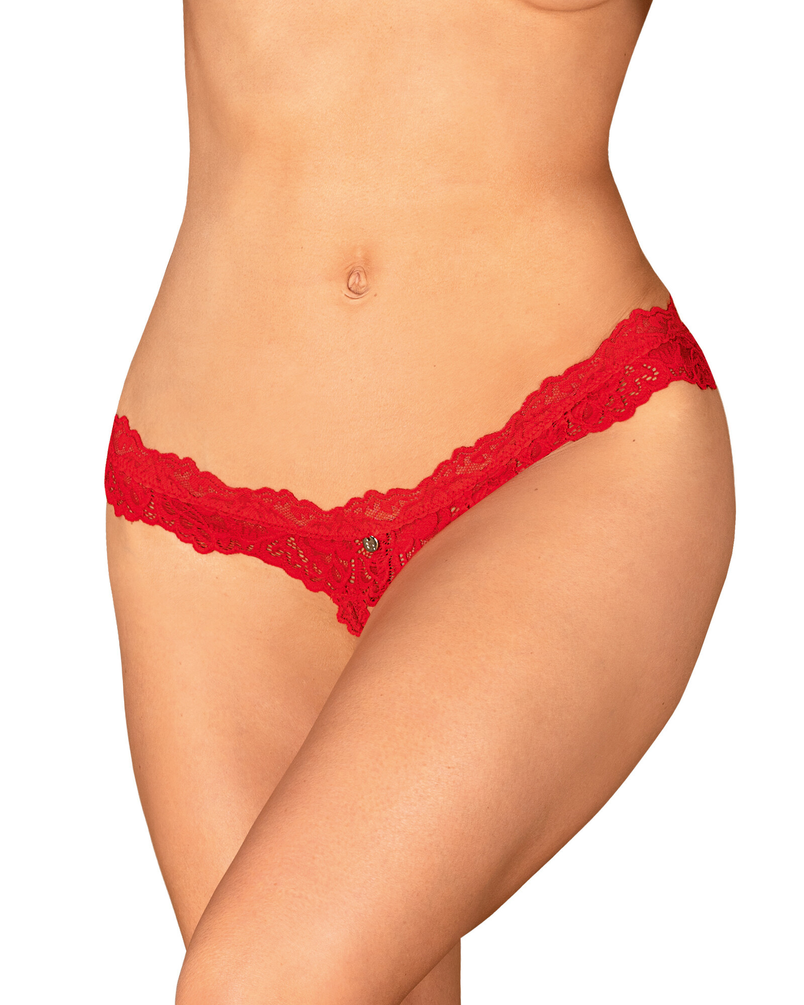Odvážná tanga Amor Cherris crotchless thong - Obsessive červená L/XL