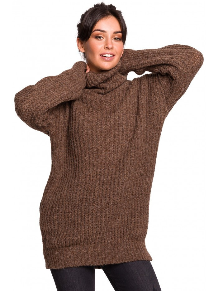 Dámský svetr s vysokým výstřihem BK030 karamelový - BeWear S/M