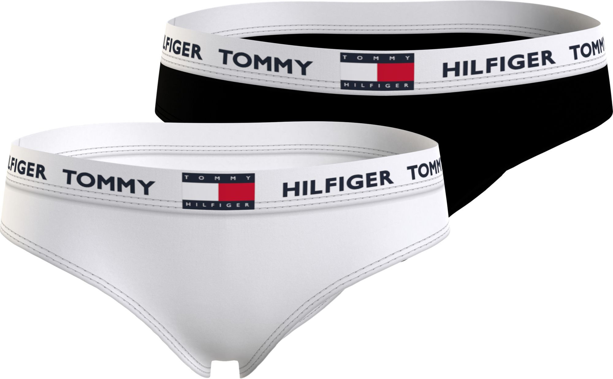Dívčí kalhotky 2Pack BIKINI UG0UG00348 0WS černé/bílé - Tommy Hilfiger 12-14