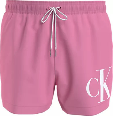 Pánské plavky SHORT DRAWSTRING KM0KM00967 TFZ růžové - Calvin Klein XL