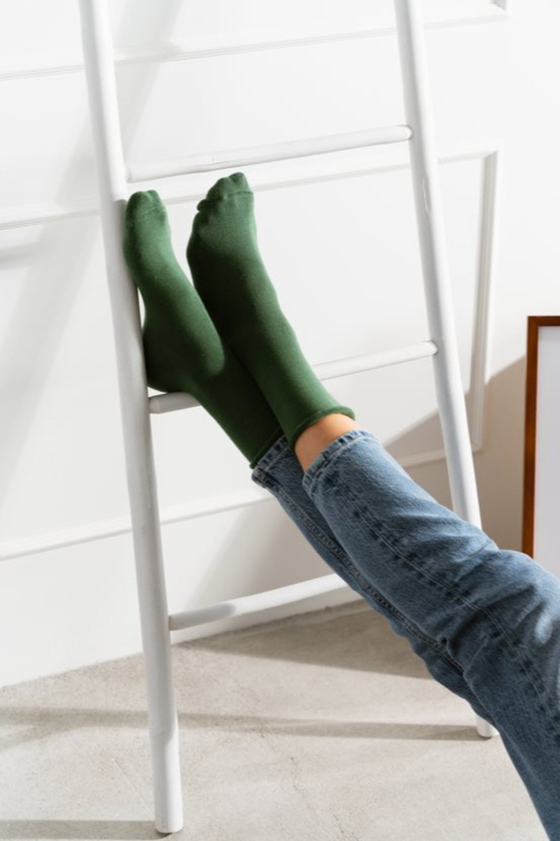 Ohrnuté dámské ponožky 110 zelená 35-37