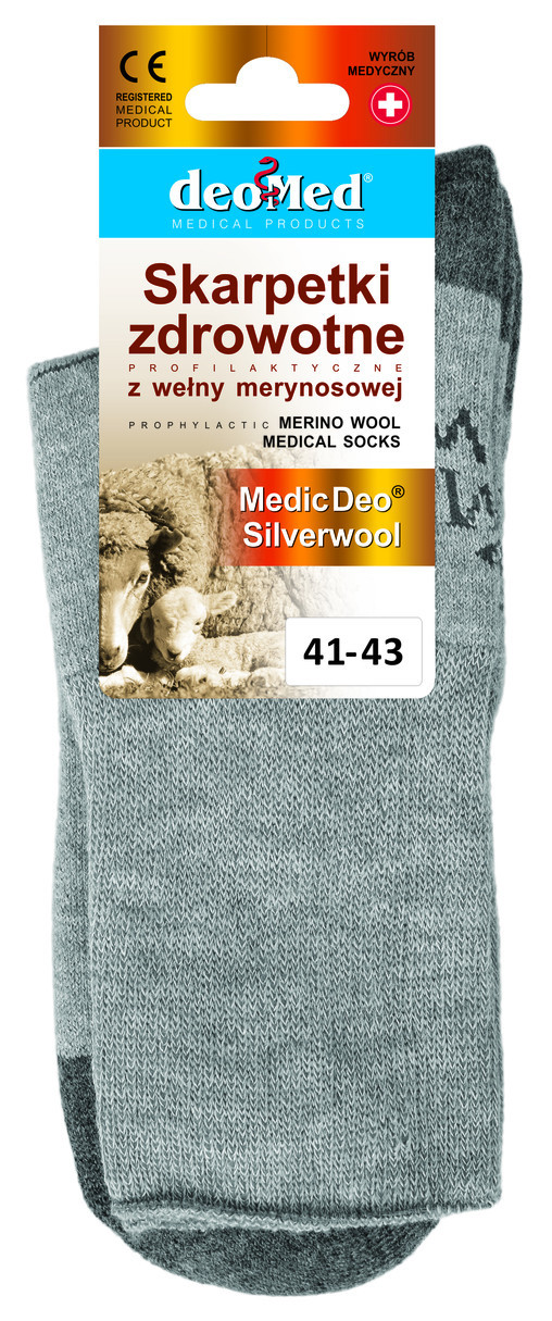 Zdravotní ponožky MEDIC DEO SILVERWOOL - JJW DEOMED šedá 38-40
