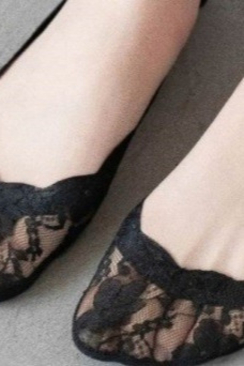 Dámské ponožky baleríny - silikon, krajka 1092 černá Univerzální