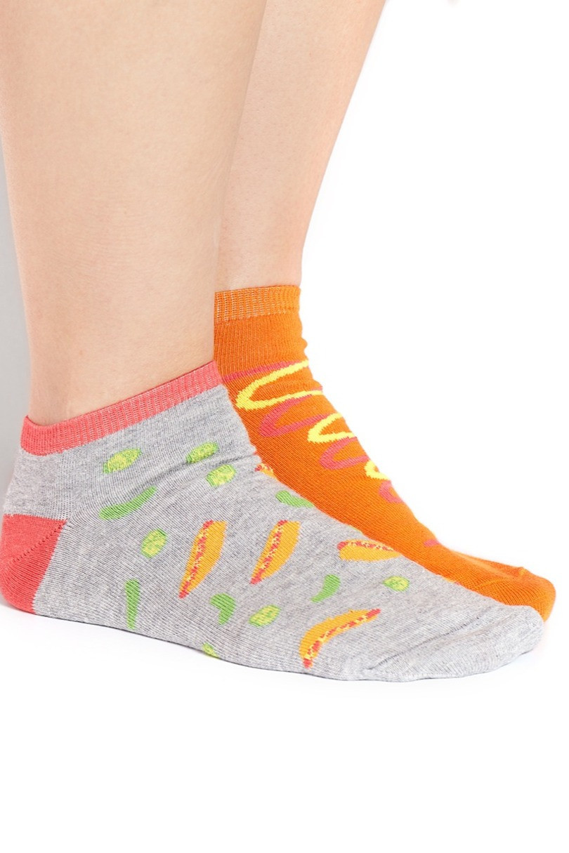Nepárové ponožky SOXO GOOD STUFF - Hot dog oranžová/šedá 40-45