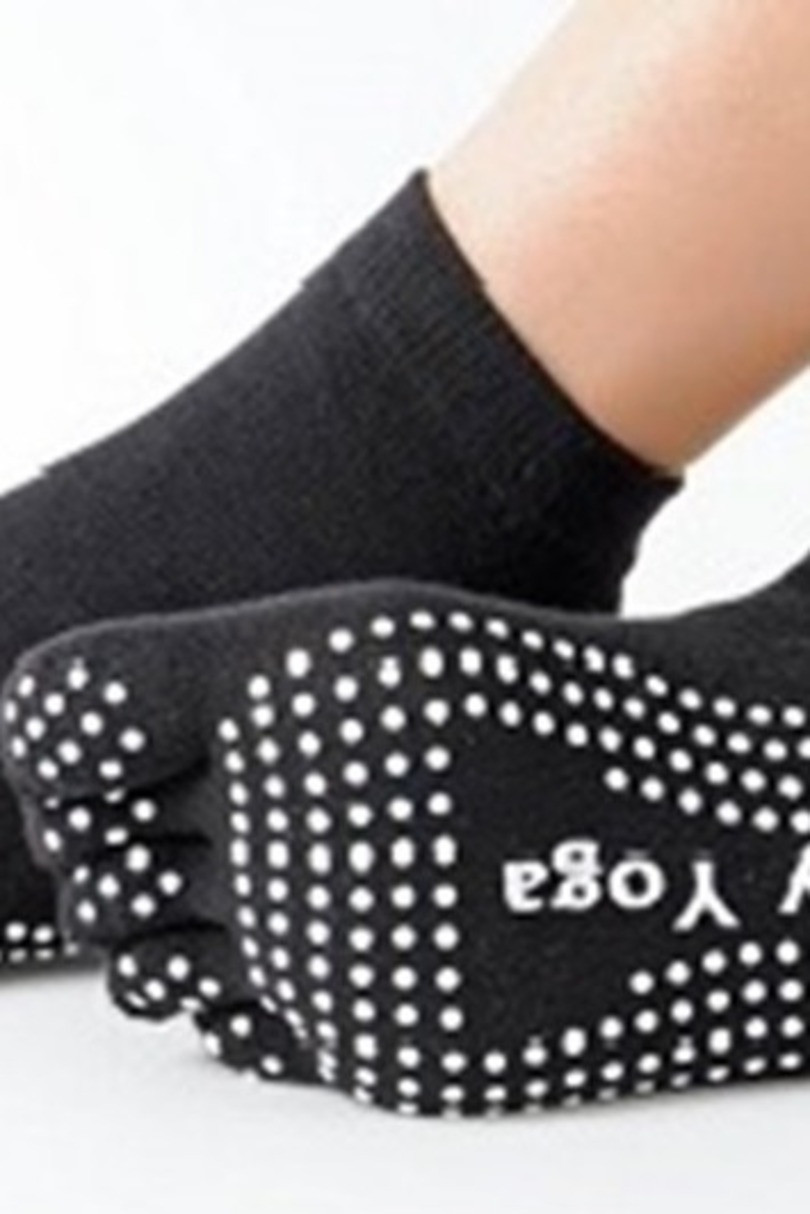 Prstové dámské ponožky na jógu - hladké černá Univerzální