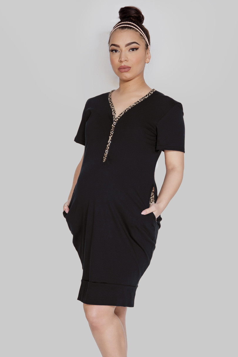Těhotenská a kojící noční košile MAMA DRESS Grey XL