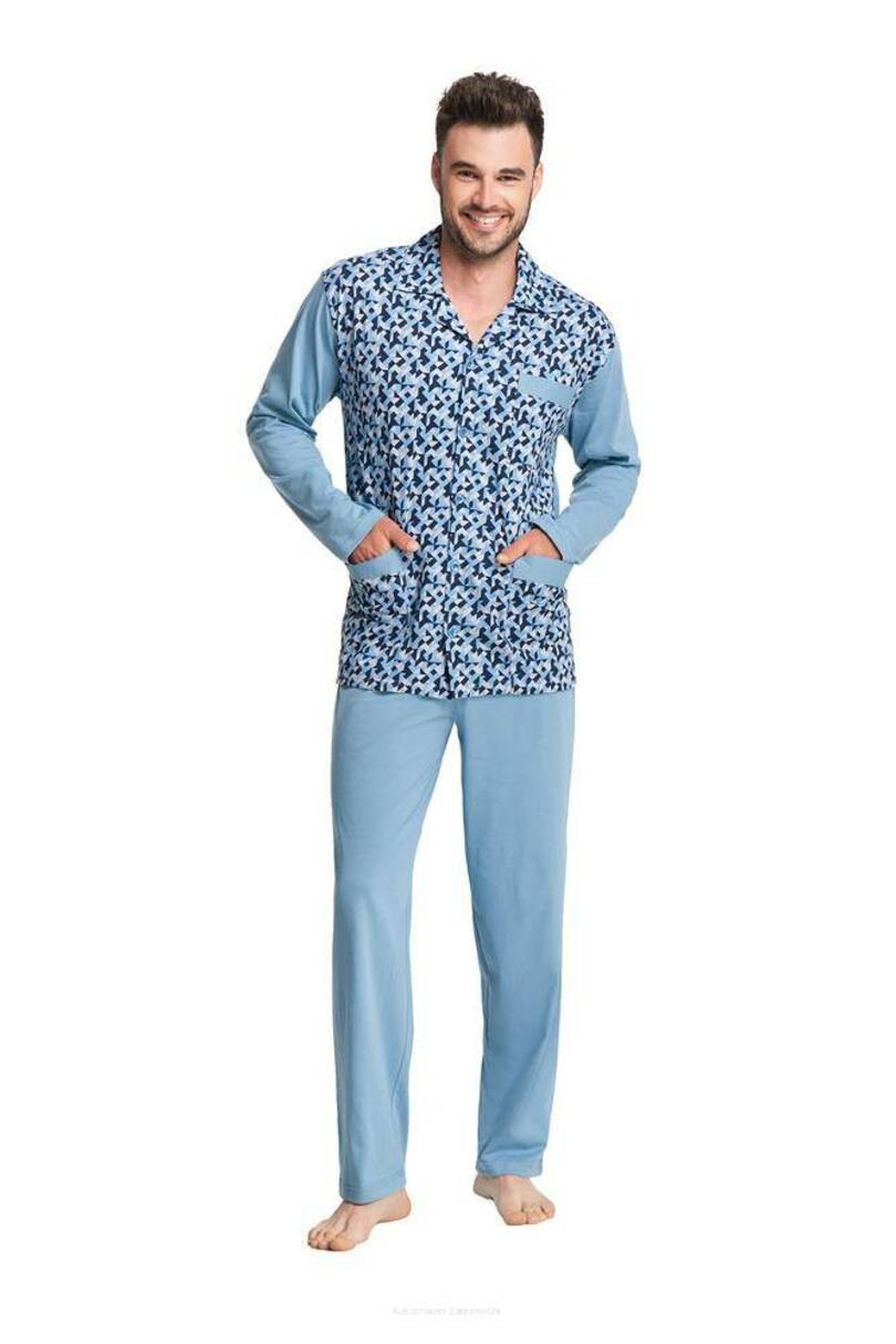 Rozepínací pánské pyžamo 797 4XL Modrá 4XL
