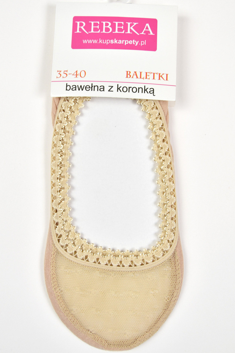 Dámské ponožky baleríny - bavlna/krajka 0036 béžová Univerzální