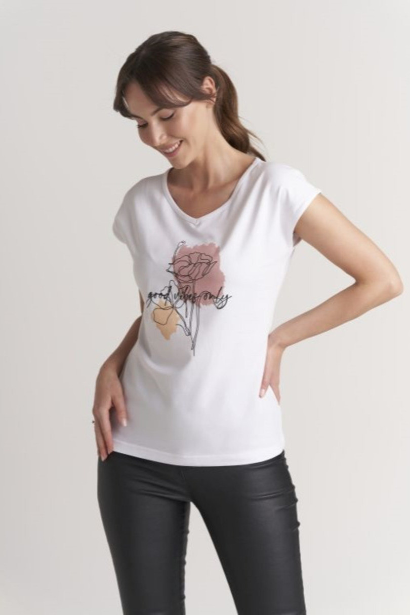 Dámské tričko T-SHIRT PRINT 01 Růžová M