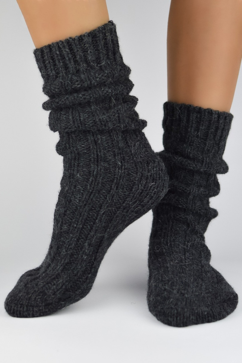 Ponožky s vlnou z alpaky SW007 Hnědá 35-38