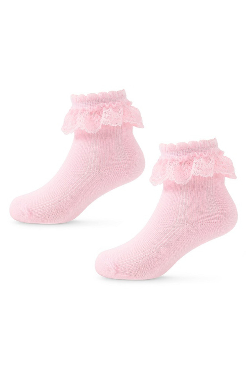 Dětské ponožky s ozdobnou krajkou SK-75 bílá 0-6