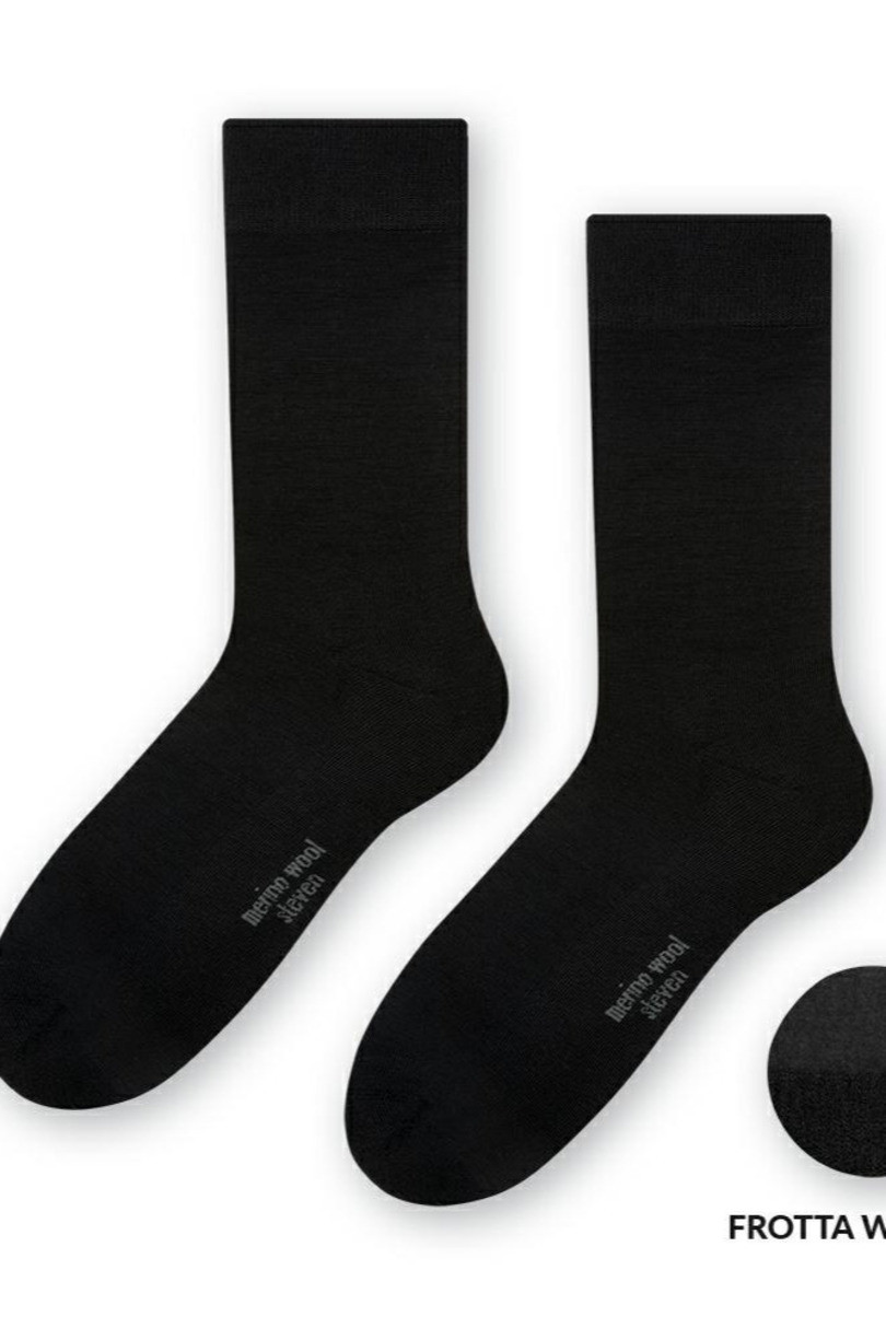 Pánské ponožky - polofroté MERINO WOOL 130 černá 41-43