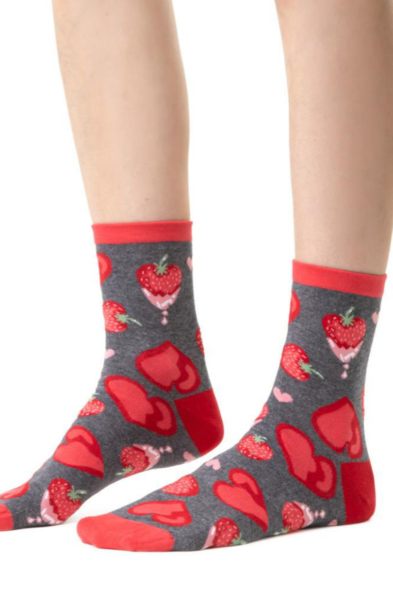 Dámské valentýnské ponožky 136 MELANŽOVĚ ŠEDÁ 35-37