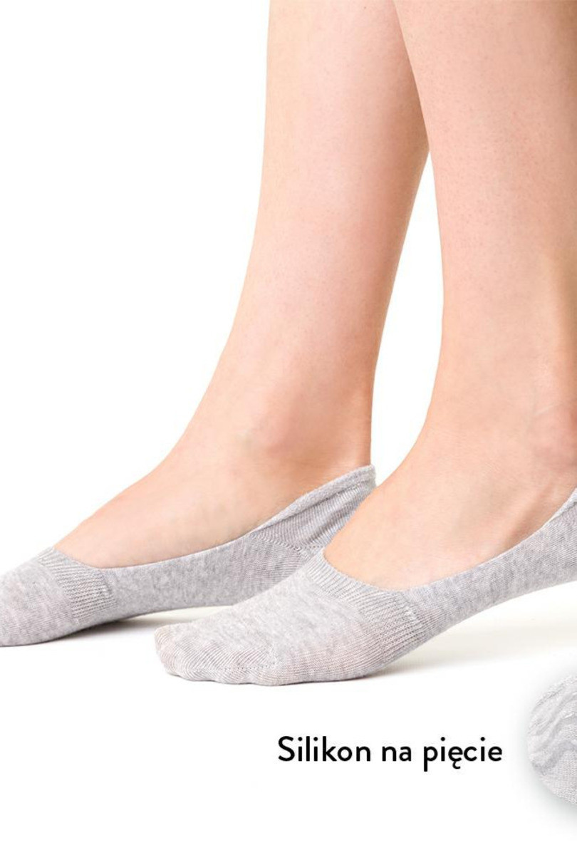 Dámské bavlněné ponožky se silikonem 058 MELANŽOVÁ SVĚTLE ŠEDÁ 35-37