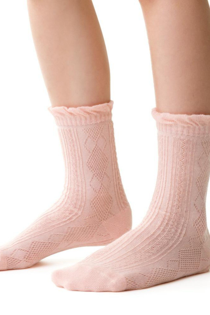 Dívčí vzorované ponožky SOFT 014 světle růžová 26-28